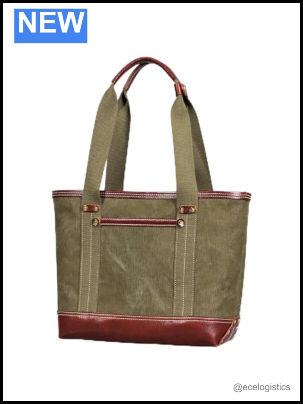 Canvas Leather Tote Bag for Women, Magnetic Closure, Inner Zipper Pocket,